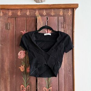 Zara Black Ribbed Crop Top
